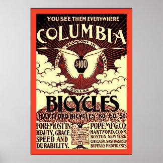 Columbia Bicycles ~ Vintage Bicycle Advertising Poster