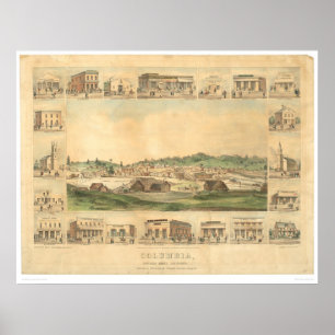 Columbia, CA. Panoramic Map 1855 (0441A) Poster