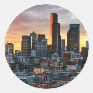 Columbia centre and downtown Seattle, Seattle Classic Round Sticker