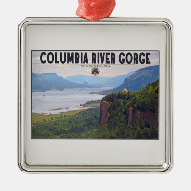 Columbia Gorge - Crown Point.jpg Metal Tree Decoration (Front)