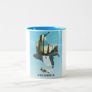 Columbia Illustrated Map travel poster print. Two-Tone Coffee Mug