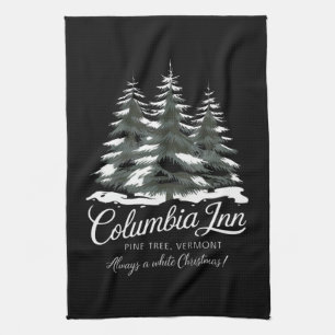 Columbia Inn Pine Tree Vermont A White Christmas Tea Towel