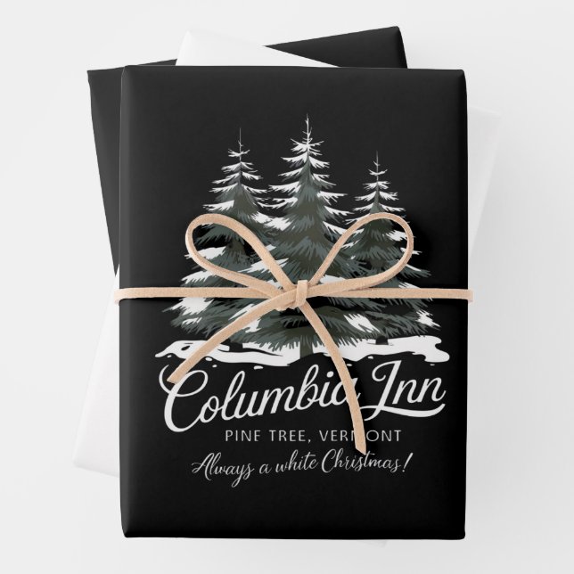 Columbia Inn Pine Tree Vermont A White Christmas Wrapping Paper Sheet (In situ)
