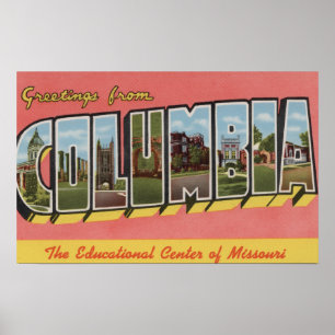 Columbia, Missouri - Large Letter Scenes Poster