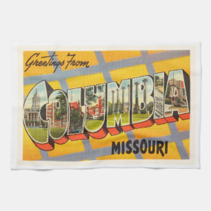Columbia Missouri MO Old Vintage Travel Souvenir Tea Towel