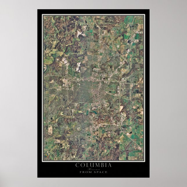 Columbia Missouri Satellite Poster Map (Front)