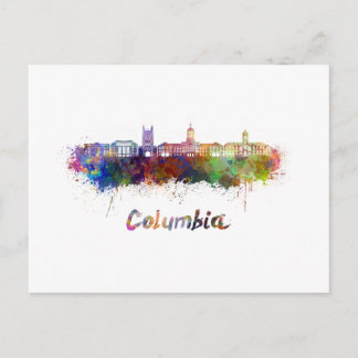 Columbia MO skyline in watercolor Postcard