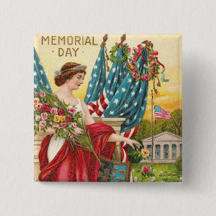 Columbia Observes Memorial Day Vintage 15 Cm Square Badge
