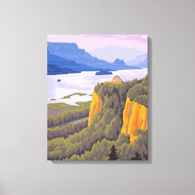 Columbia River Gorge Scene with Crown Point Canvas Print (Front)