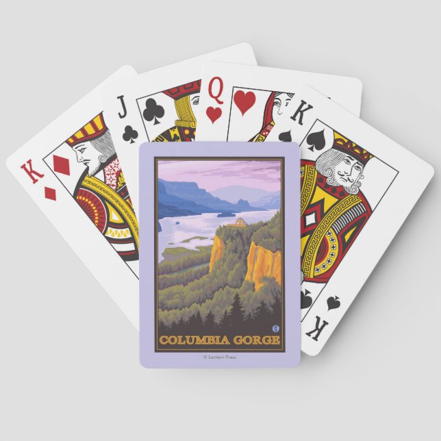 Columbia River Gorge Scene with Crown Point Playing Cards (Back)