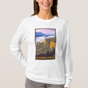 Columbia River Gorge Scene with Crown Point T-Shirt