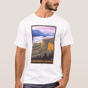 Columbia River Gorge Scene with Crown Point T-Shirt