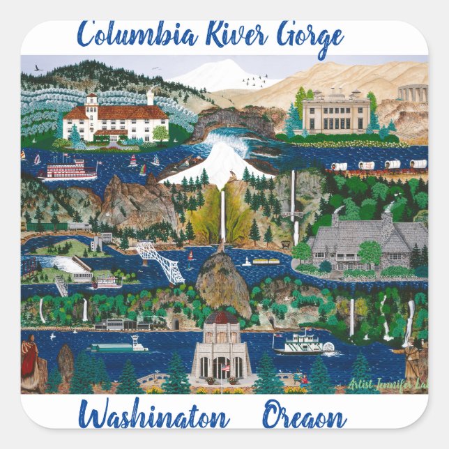 Columbia River Gorge Square Sticker (Front)