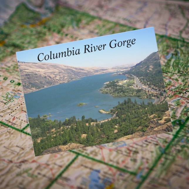 Columbia River Gorge Travel Photo Postcard (In Situ Map)