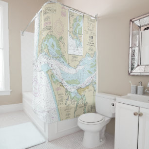 Columbia River Nautical Chart 18521 Shower Curtain