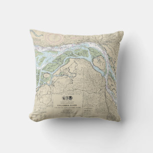 Columbia River Nautical Chart 18523 Cushion