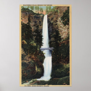 Columbia River, OR - Multnomah Falls and Benson Poster