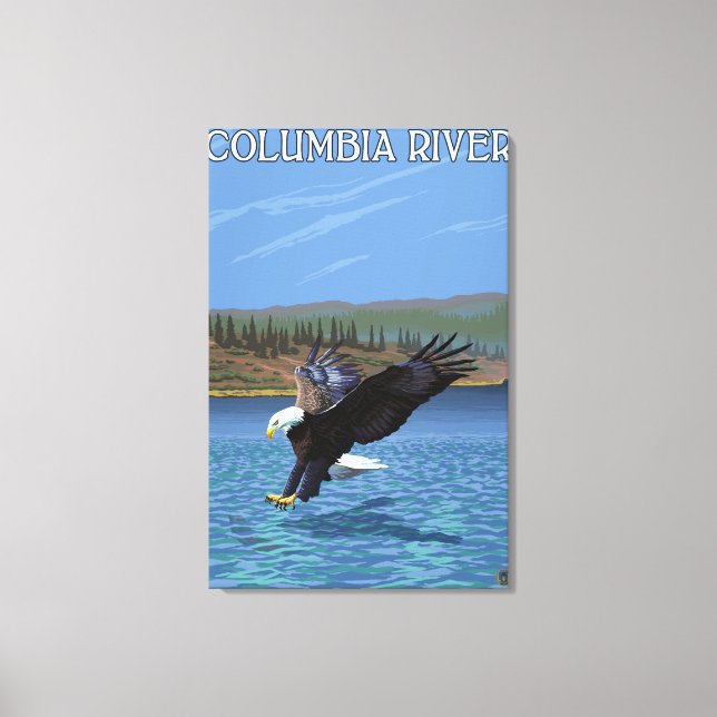Columbia River, WashingtonEagle Diving Canvas Print (Front)