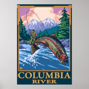 Columbia River, WashingtonFly Fishing Scene Poster