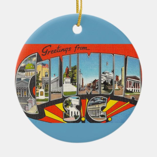 Columbia SC Greeting Ceramic Tree Decoration (Front)
