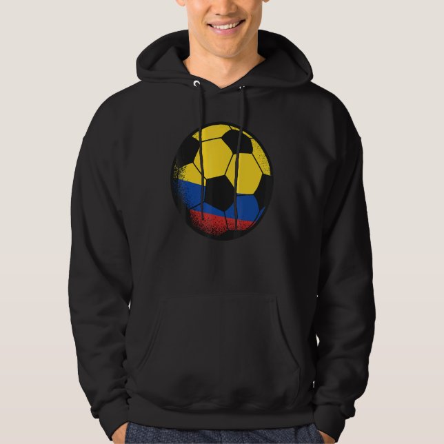Columbia Soccer Ball Colombian Flag Sports Enthusi Hoodie (Front)