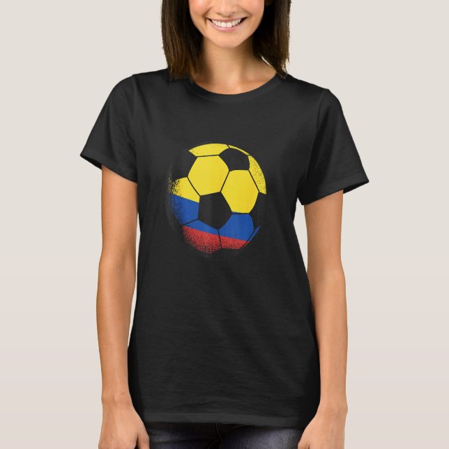 Columbia Soccer Ball Colombian Flag Sports Enthusi T-Shirt (Front)