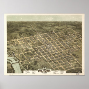 Columbia South Carolina 1872 Antique Panoramic Map Poster