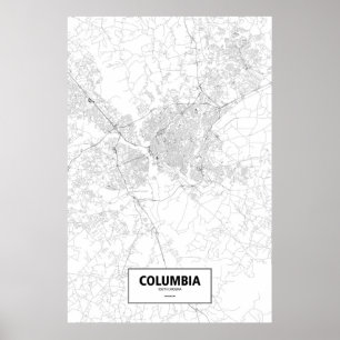 Columbia, South Carolina (black on white) Poster