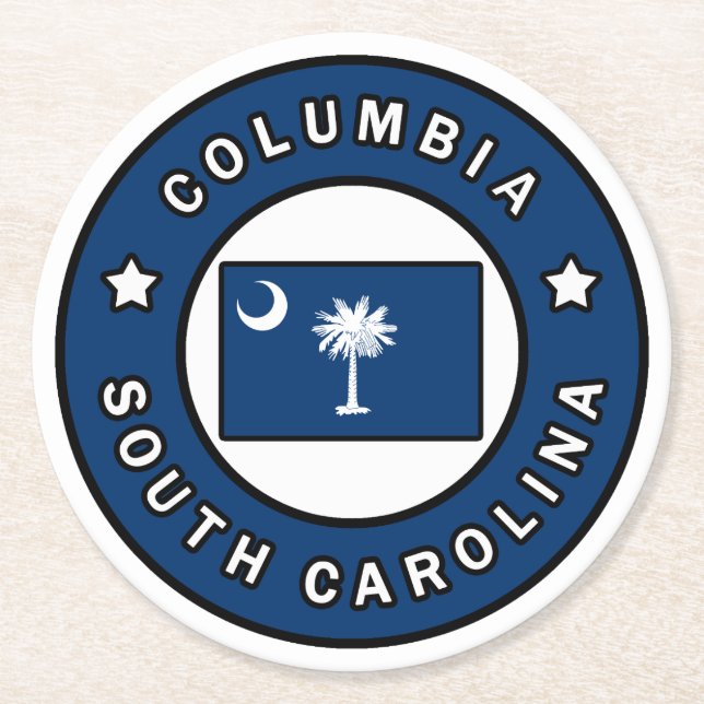 Columbia South Carolina Round Paper Coaster (Front)