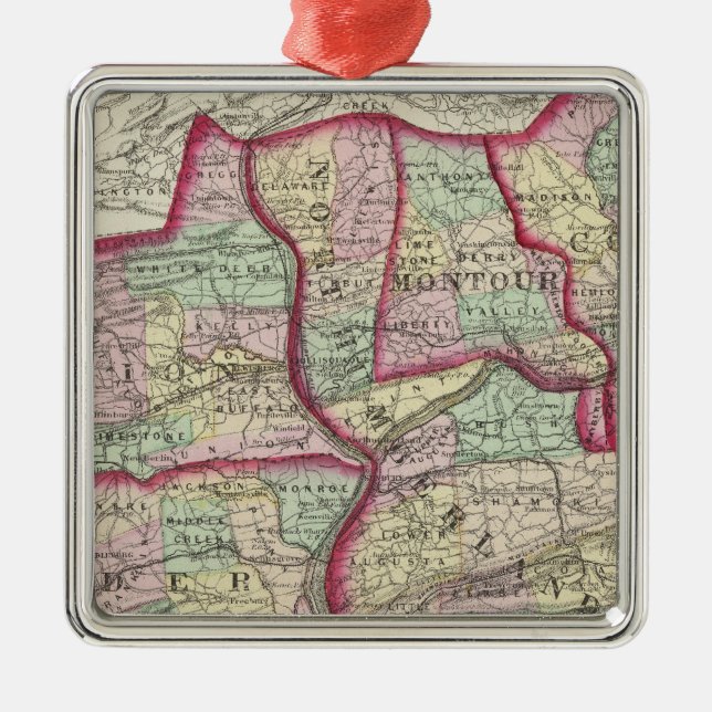 Columbia, Union, Snyder, Montour Metal Tree Decoration (Front)
