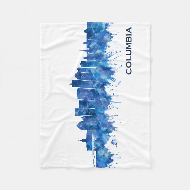 Columbia USA Skyline Blue Fleece Blanket (Front)