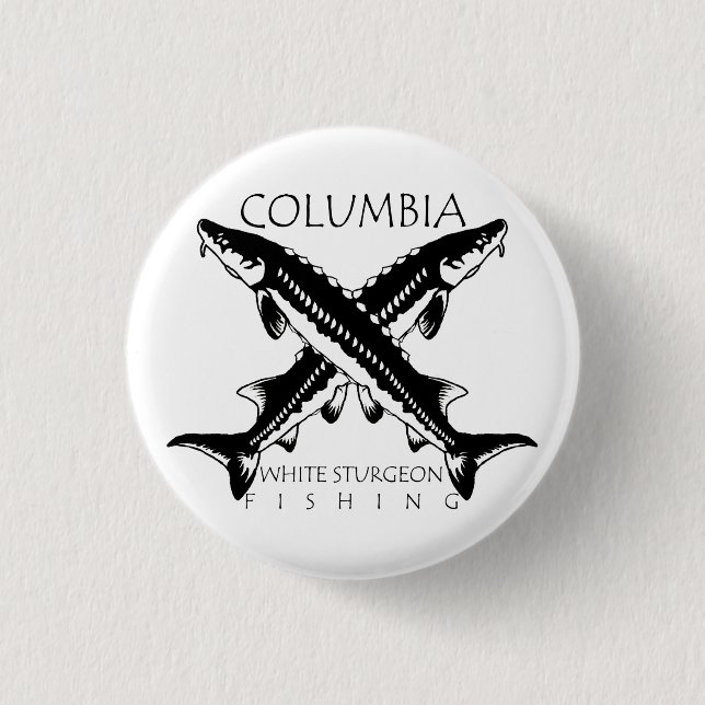 Columbia-White Sturgeon Fishing-Mini Button (Front)
