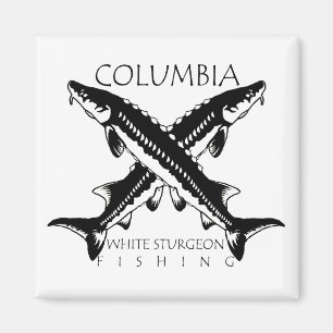 Columbia-White Sturgeon Fishing - Square Magnet