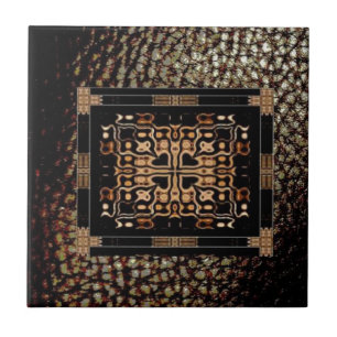 Columbian Cross Pattern Tile/Expresso Faux Leather Tile