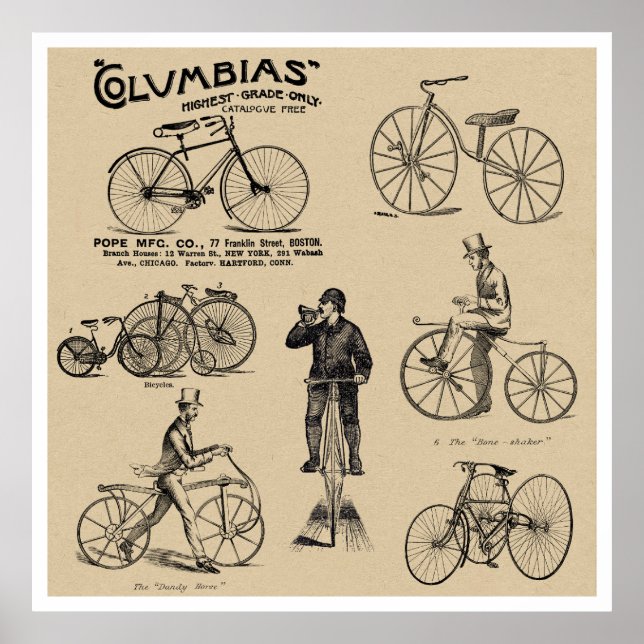 Columbias Vintage Bicycles Poster (Front)