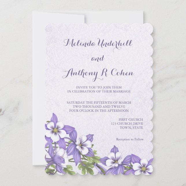 Columbine Bouquet Wedding Invitations (Front)