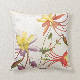 Columbine Floral Botanical Flowers Throw Pillow
