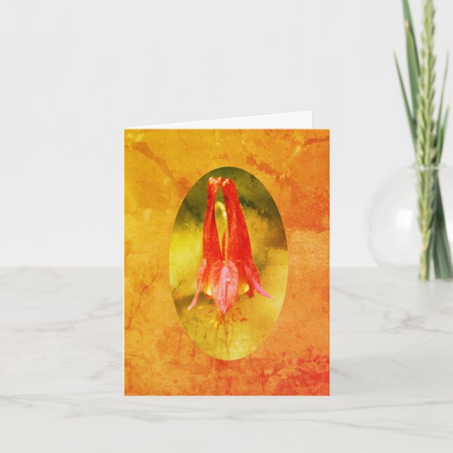 Columbine Flower Art Customisable Note Card (Front)