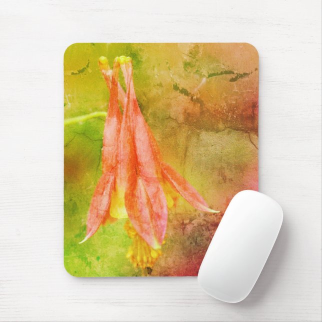 Columbine Flower Distressed Abstract  Mouse Mat (With Mouse)