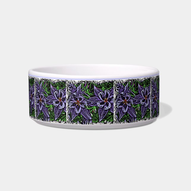 Columbine flower dog bowl (Front)