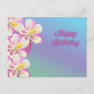 Columbine Flower Happy Birthday Postcard