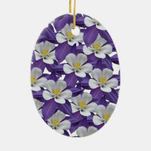 Columbine Flower Pattern Ceramic Tree Decoration