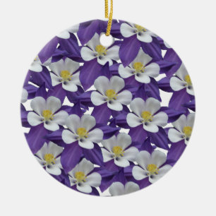 Columbine Flower Pattern Ceramic Tree Decoration