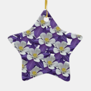 Columbine Flower Pattern Ceramic Tree Decoration