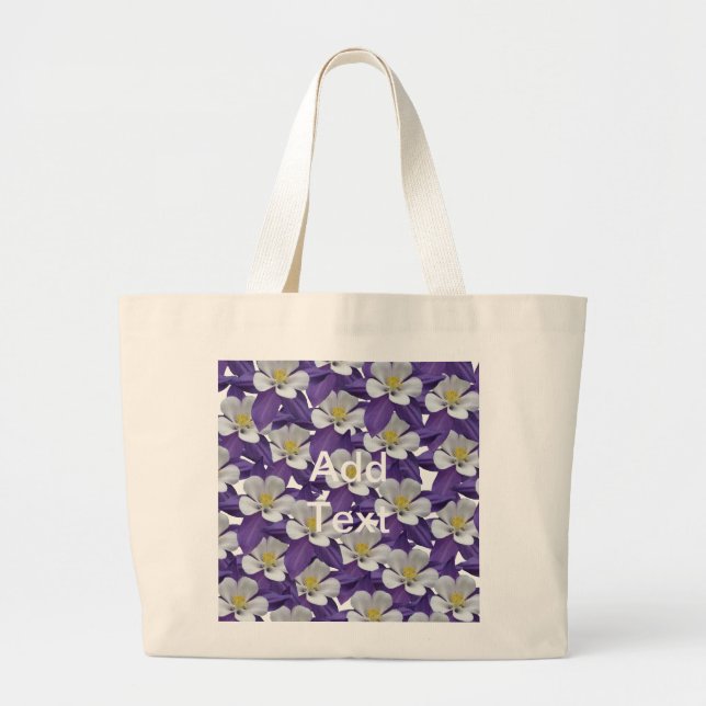 Columbine Flower Pattern Large Tote Bag (Front)