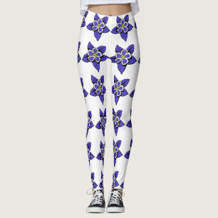 Columbine flower pattern leggings