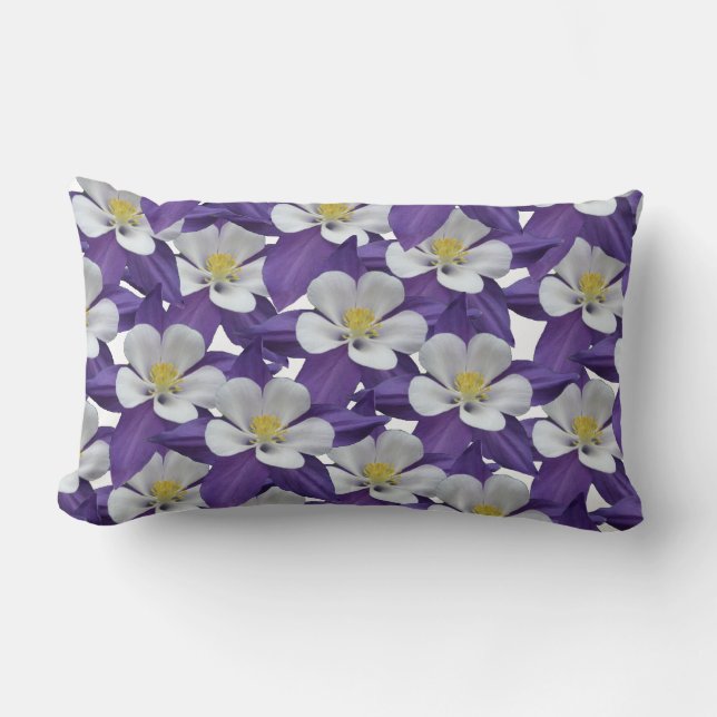 Columbine Flower Pattern Lumbar Cushion (Front)