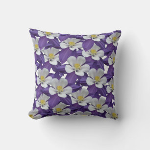 Columbine Flower Pattern Square Throw Pillow