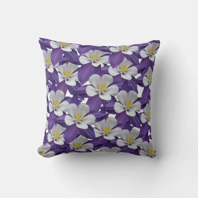 Columbine Flower Pattern Square Throw Pillow (Front)