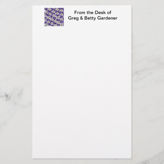 Columbine Flower Pattern Stationery (Front)